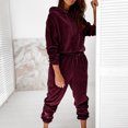 thumbnail image 2 of Women's 2 Piece Velvet Outfits Casual Long Sleeve Hoodie Sweatshirt and Hight Waist Pants Sets Tracksuits Sweatsuits, 2 of 5
