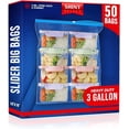 thumbnail image 3 of [ Pack of 50 3.5 Gallon Large Food Storage Bags with Reclosable Easy Open Close Slider Closure, 2 Mil Thick, Size 16"x18", for Food-Meal Prep, Organization & Storage, 3 of 9