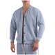 thumbnail image 1 of Blusas y camisas de manga larga con cuello en V para hombre, casuales, de color liso, con bolsillos y botones, blusas de manga larga con cuello en V, blusa para hombre, 1 of 4