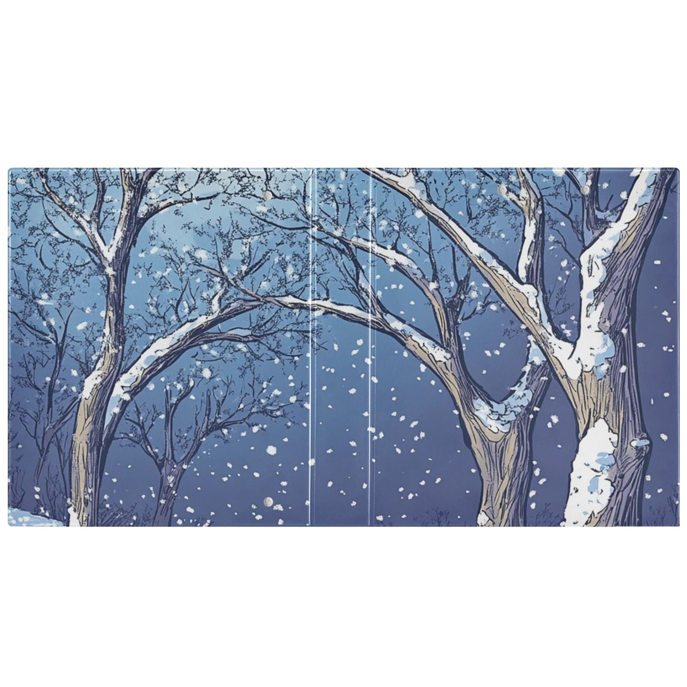 Trees Winter 3 Ring Binders 1.5 inch Hardcover File Folders with Interior Pockets A4 Size Organizer for School Office Hospital