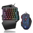 thumbnail image 1 of Teclado ergonómico y ratón combo de retroiluminación colorida, teclados para juegos con cable de una mano, juego de juegos de PC 5500DPI para LOL CS lyd modelStyleType, 1 of 6