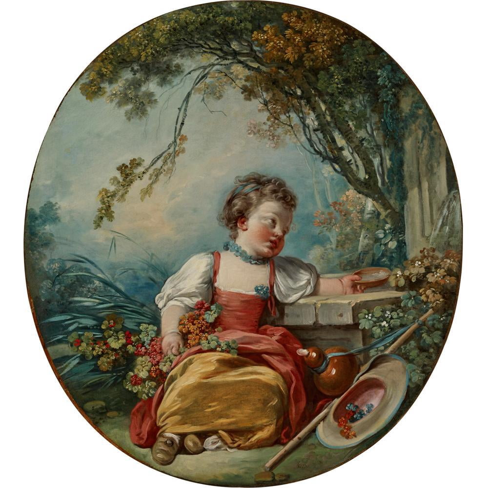 Jean-Honoré Fragonard 12x13 Black Modern Framed Museum Art Print Titled - The Little Pilgrim (1754)