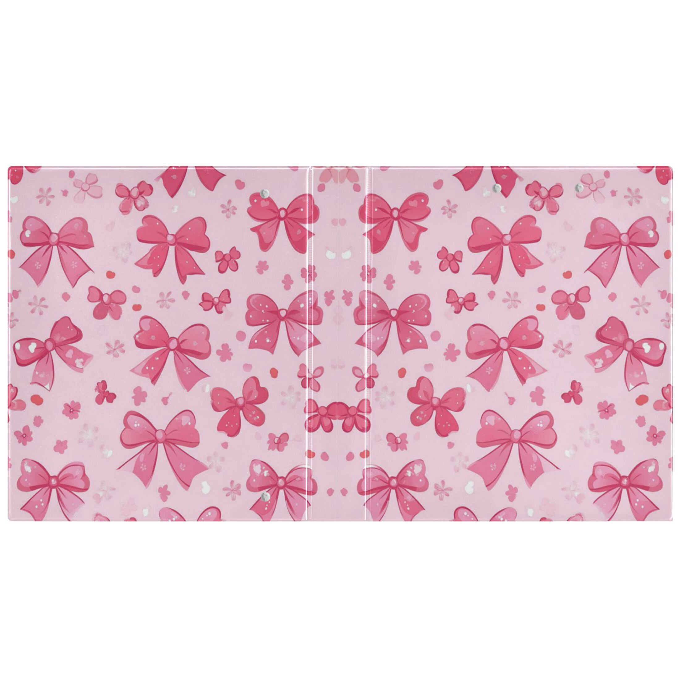 Pink Cute Bows 3 Ring Hardcover Binders 1.5in Round Rings for Letter-Size Folder Paper Organizer Pockets for Office Student Recipe