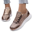 thumbnail image 5 of Womens Shoes,Casual Sneakers Unique Sequined Flat Overseas European Style Comfort Walking Everyday Wear Lightweight Fashion Footwear,Shoes for Women,Gold,7.5, 5 of 9