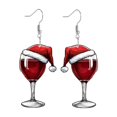 thumbnail image 2 of PONPRNGY Christmas Red Wine Glass Earrings for Women Christmas Hats Dangle Earrings Acrylic Christmas Earrings Red Earrings Christmas Holiday Earrings Xmas New Year Party Jewelry, 2 of 6