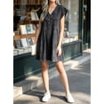 thumbnail image 5 of Summer Cap Sleeve Women Casual Tie V Neck Loose Denim Mini Dress, 5 of 5