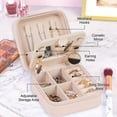 thumbnail image 4 of Estuche de joyería de viaje, organizador de joyas de viaje, joyero de viaje rosa, regalos de viaje para mujeres y niñas, joyero - Inicial L, 4 of 5