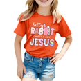 thumbnail image 3 of lnmuld Toddler Kids Easter Egg Bunny Graphic Tee - Holiday Celebration Shirt Color:Orange,Size:8-9 Years, 3 of 4