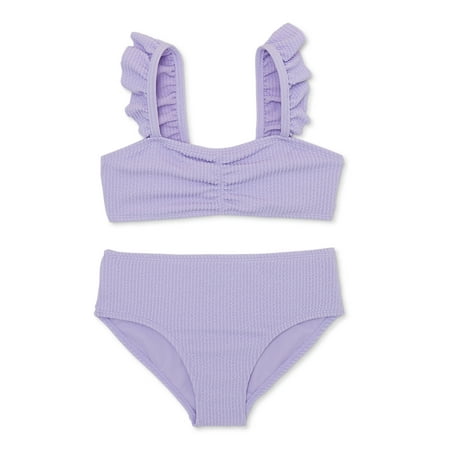 Wonder Nation Girl's Textured Ruffle Bikini, 2-Piece, Sizes 4-18