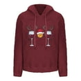 thumbnail image 4 of Womens Fuzzy Sherpa Hoodie with Pocket Christmas Printed Holiday Sweater Hooded Fleece Sweatshirt Pullover Tops (S, Wine 01), 4 of 4