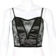 thumbnail image 5 of YONGHS Women Floral Lace Camisole Crop Top See Through Spaghetti Strap Vest S-L, 5 of 7