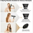 thumbnail image 5 of Hair Dryer, 110,000RPM High Speed Blow Dryer, 200 Millions Ionic Hairdryer with HD Display, 2000W Professional Hair Dryers with Diffuser and Nozzle, 4 Temps and 3 Speeds (Gray), 5 of 5