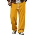thumbnail image 5 of Homeyce Men's Sweatpants with Pockets Waffle Baggy Casual Home Pants Drawstring Waist Workout Pants for Daily Wear Jogging Running,Orange 3XL, 5 of 7
