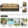 thumbnail image 5 of Royalcraft Outdoor Patio Furniture Set,3 Pieces Outdoor Sectional Wicker Sofa PE Rattan Conversation Sets with Non-slip Cushions,Aluminum Frame,Brown, 5 of 7