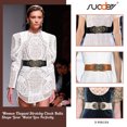 thumbnail image 6 of SUOSDEY Women Stretch Wide Belts Vintage Elastic Waist Belt for Dresses with Retro Interlocking Buckle, 6 of 8