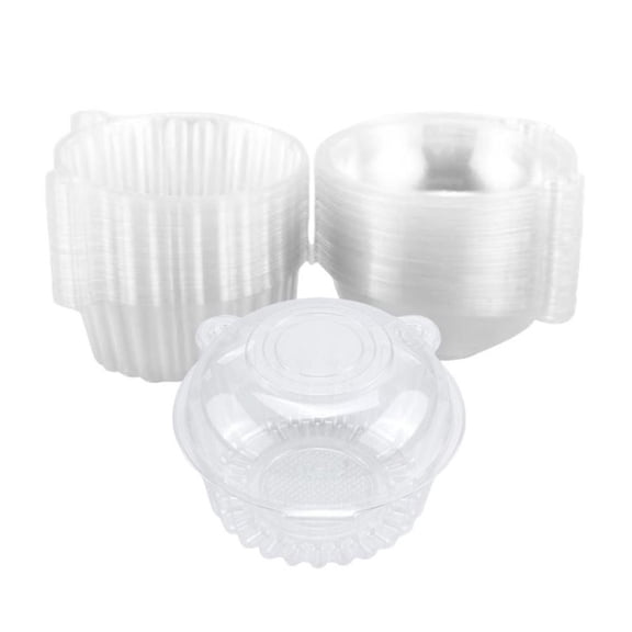 100 pcs  BPA Free Clear Single Individual Cupcake Boxes,Individual Cupcake Container with Lid,Muffin Dome Holders,Clamshell Container Cupcake Holders for Parties or Cake/Muffin Sales