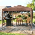 thumbnail image 4 of Gymax 10 FT x 10 FT Pop-Up Canopy Tent w/ Mesh Netting Carry Bag 8 Stakes & 4 Ropes Outdoor Rustic Brown, 4 of 10
