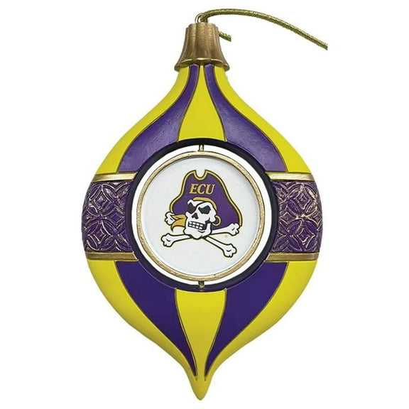 ECU Pirates Two-Piece 5.5" Spinning Bulb Ornament Set