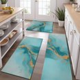 thumbnail image 2 of Blue Gold Marble Pattern Kitchen Rugs Sets Of 3,Kitchen Runner Rugs Non Skid Washable,Decorative Kitchen Floor Mats for Kitchen,Sink,Laundry,17"x30"+ 17"x47" + 17"x59", 2 of 6