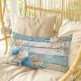 thumbnail image 4 of Teal Brown Beach Coastal Pillow Covers, Linen Long Throw Pillow Case, Summer Nautical Coral Shell Botanical Vintage Holiday Pillow Protector Decorative Cushion Cover for Living Room/Bedroom 20" x 30", 4 of 8