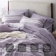 thumbnail image 4 of U by Bedsure Bed in a Bag King Size 7 Pieces, Purple White Striped Bedding Comforter Sets All Season Bed Set, 2 Pillow Shams, Flat Sheet, Fitted Sheet and 2 Pillowcases, 4 of 7