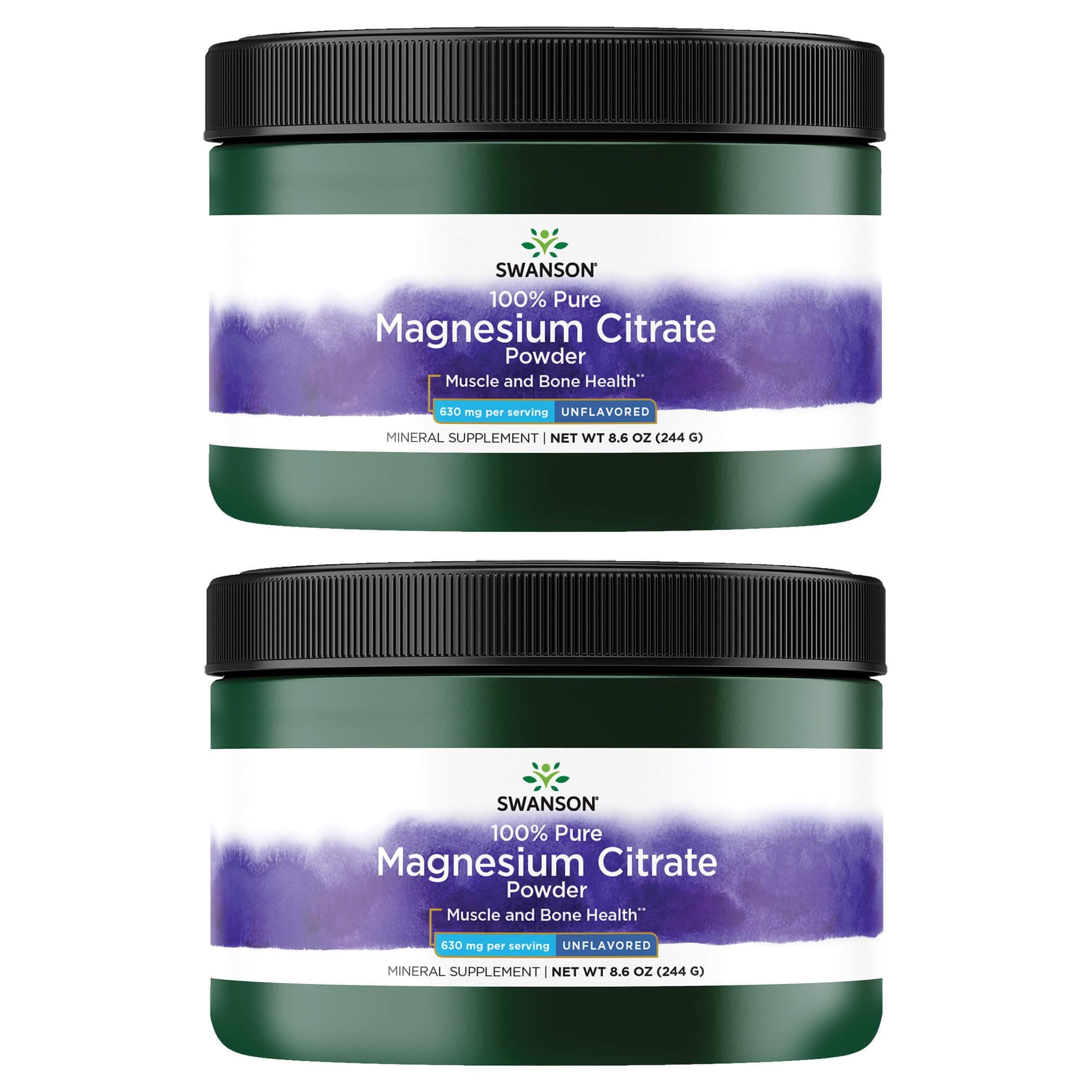 Swanson 100 Pure Magnesium Citrate Powder Unflavored 2 Pack