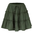 thumbnail image 1 of Falda Corta Acampanada con Estampado Floral para Mujer, Minifalda Playera con Volantes y Cintura Alta. Verde L, 1 of 10