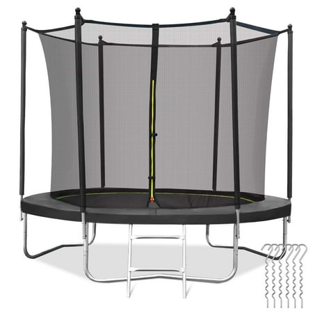 MARNUR 8 FT Trampoline for Kids Max Weight 330 LBS with Ladder, Safety Enclosure, Wind Stakes for Backyards Outdoor