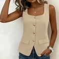 thumbnail image 6 of Noric Women's Sleeveless Button Up Tank Top Square Neck Business Casual Vest Double Layed Summer Dressy, 6 of 9