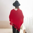 thumbnail image 5 of IDALL Shawl Wraps for Women Scarf for Women Autumn And Winter Cape Cape Fringe Horn Buckle Solid Color Irregular Double Fringe Cape Cape Warm And Thick Pashmina Wraps Ponchos for Women Red One Size, 5 of 7
