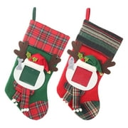 Christmas Stockings Socks Santa Claus Plaid Big Hanging?Candy Gift Bag room decor home decor
