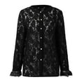 thumbnail image 7 of Women's Fashion Casual Lace Long Sleeve Button Up Shirt For Autumn Outfit Set Shirt for Women Tops for Leggings Short Sleeve Long Sleeve Compression Women Women Causal Shirts Polyester Tees Women, 7 of 7