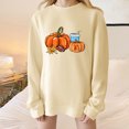 thumbnail image 2 of APEXFWDT Women's Thanksgiving Sweatshirt Pumpkin & Maple Print Crew Neck Sweatshirt Drop Shoulder Holiday Casual Sweatshirt,XXXL,Beige, 2 of 5