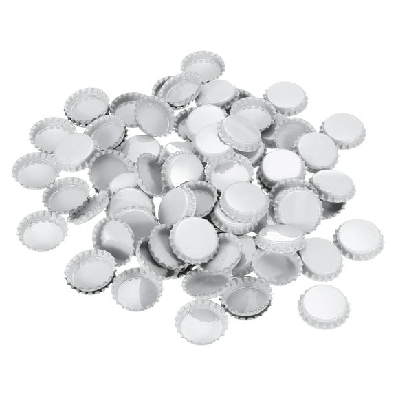 Uxcell Bottle Caps for Crafts Double Sided Printing Metal Bottle Caps Bulk for DIY Craft Embellishments White