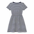 thumbnail image 2 of HILEELANG 4–13 Little/Big Girls Navy White Stripe Casual Short Sleeve Dress with Waist Tie Size 10-11, 2 of 8