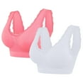 thumbnail image 2 of Lovskoo 2Pc Women's Sports Bra Lace Cami Bra Wireless Tank Top Bra Comfortable Everyday Bras For Women Leisure White, 2 of 9