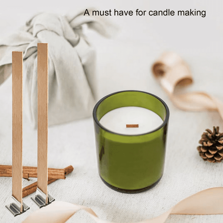 Harnico Upgraded 100 Pcs Wooden Candle Wicks 5.1 X 0.5 inch Natural Candle Wood  Wicks with Stand Candle Cores for DIY Candle Making Craft Smokeless Wood  Wicks for Candle Making 