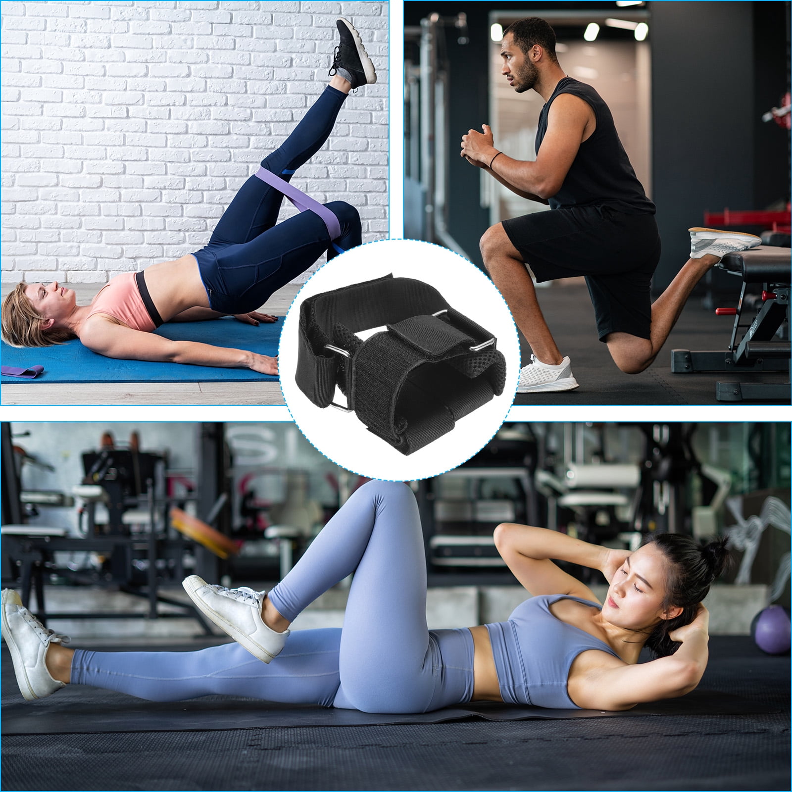 Dumbbell Foot Attachment Adjustable Ankle Straps Feet Weights Lifting Black 2 Pack
