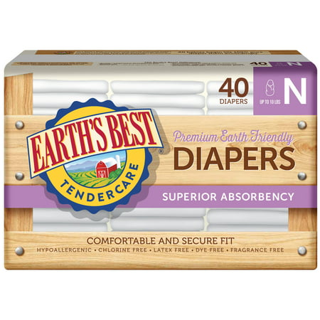 Earth's Best Premium TenderCare Diapers, Size Newborn, 40