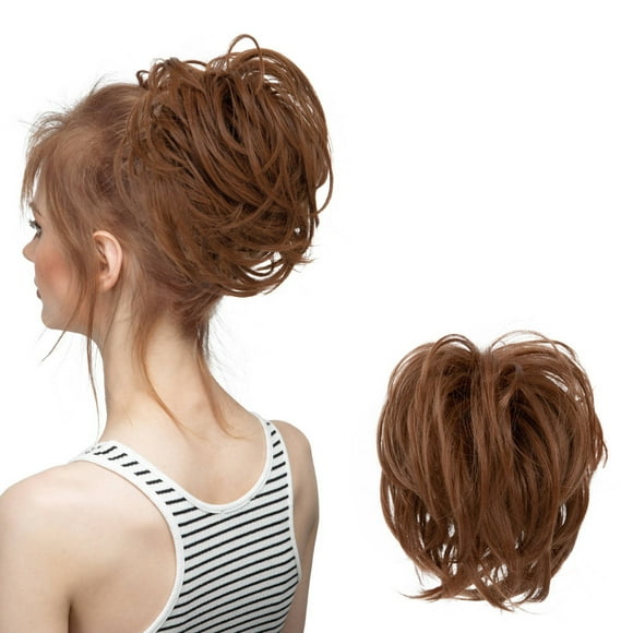 Mother'S Day Real Silk Wig, Messy Hair Bun Hair Pieces Curly Synthetic Updo Scrunchies Ponytail Extension for Women Black 1Pcs, Wig, Closure,Hair Bundles,Lace Frontal,Highlight Cap,Lace Front,Lace
