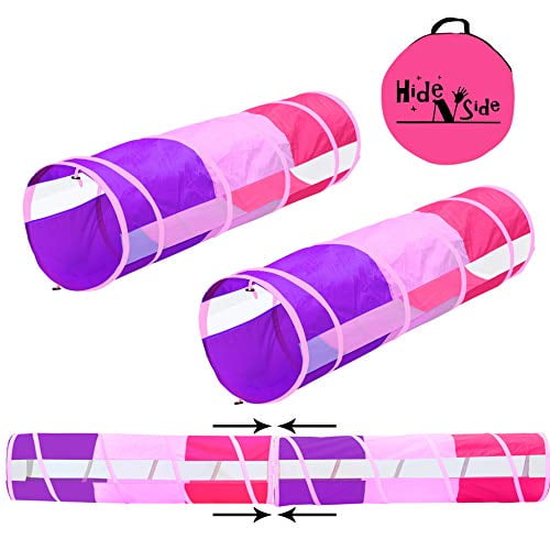 Hide N Side 2Pack 6Ft12Ft Crawl Through Play Tunnel Toy, Pop Up Tunnel