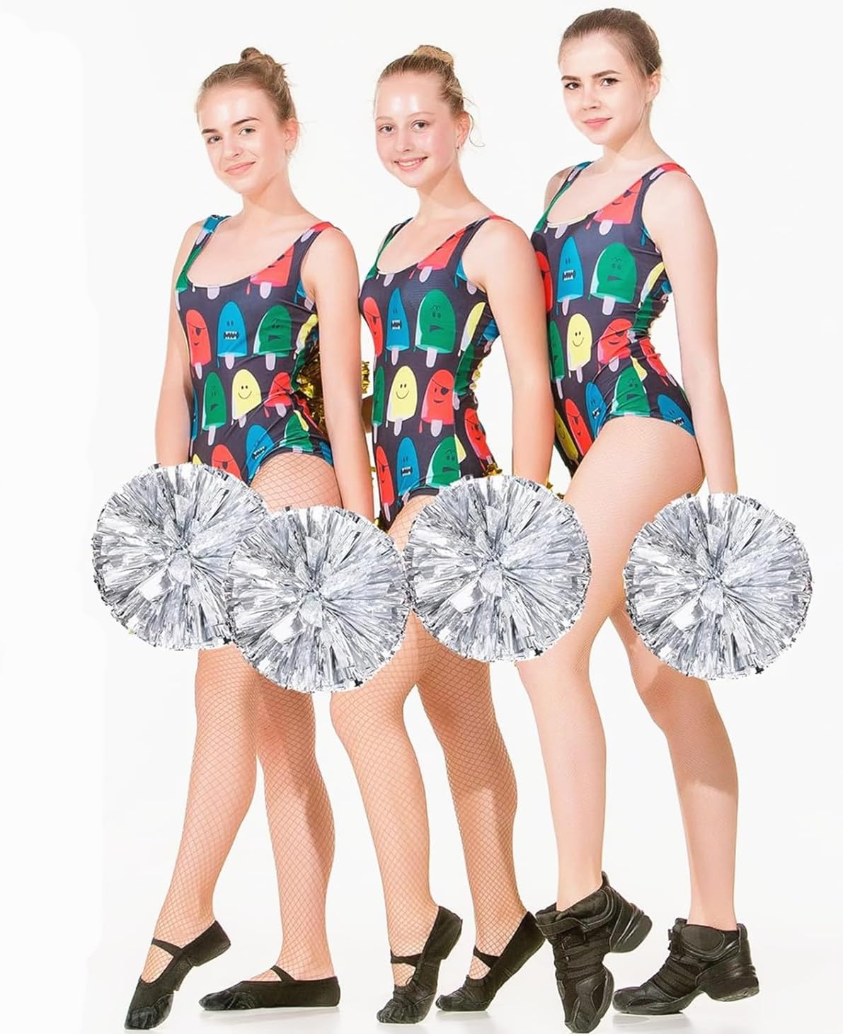 EONQY Plastic Cheerleading Poms, 4Pcs Super Cute Cheerleading pom poms Cheer Dance Pom Pom for Game, Sports, Aerobics