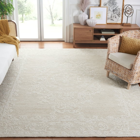 SAFAVIEH Abstract Sebastian Oriental Wool Area Rug, Ivory/Beige, 8' x 10'
