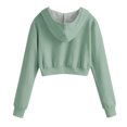 thumbnail image 5 of OGLCCG Girls Cropped Hoodie Kids Lightweight Long Sleeve Fleece Crop Pullover Tops Solid Color Casual Hooded Sweatshirts with Pocket 4-12 Years, 5 of 7