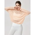thumbnail image 5 of Womens Sheer Long Sleeve Mesh Top Crewneck Long Sleeve Loose See Through Workout Shirt Blouse Orange Pink S, 5 of 8
