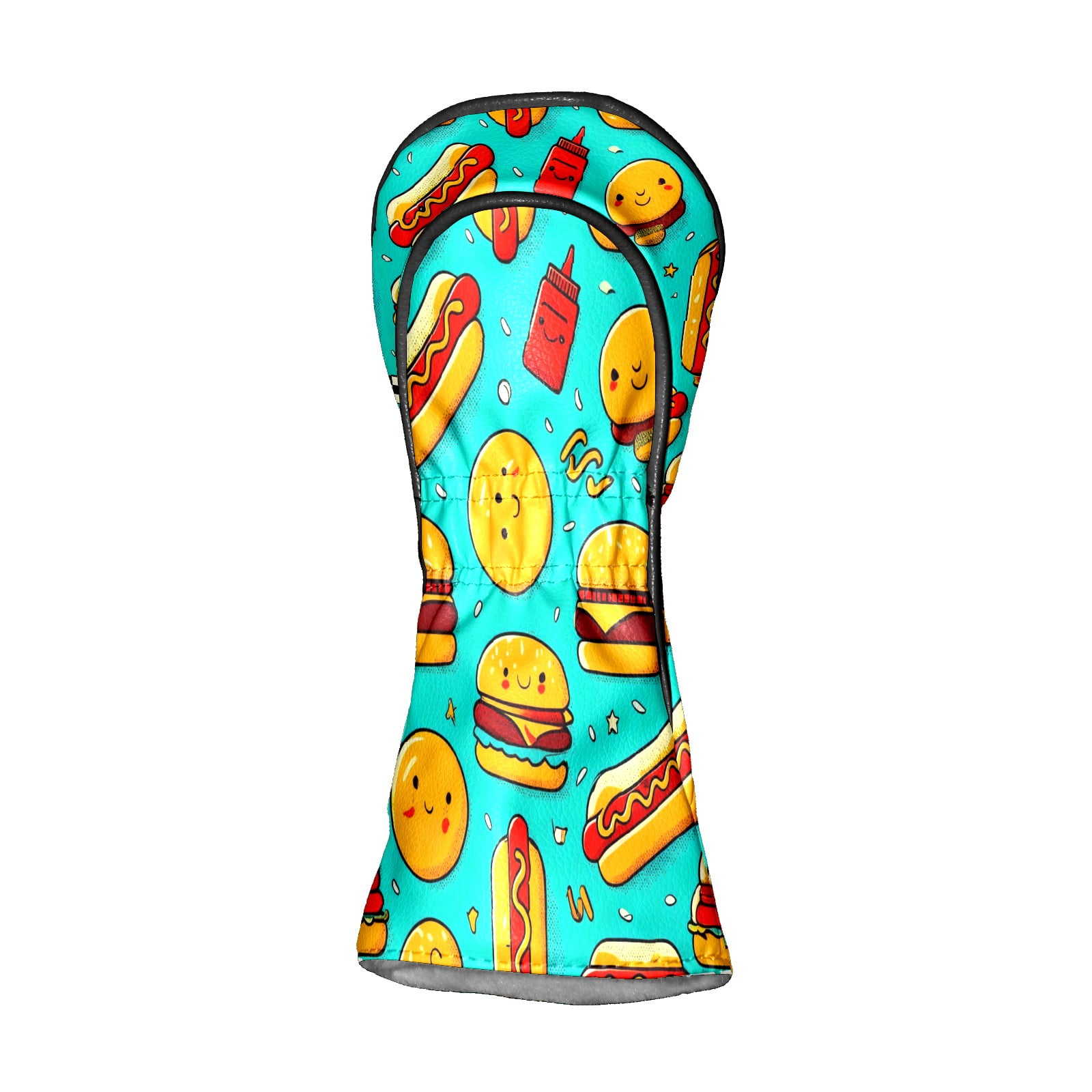 Golf Club Head Covers - Colorful Food Blue Design, Premium PU Leather Driver Hybrid Headcovers with Velvet Lining, Waterproof Golf Gifts for Men Women