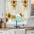thumbnail image 4 of Sunflower Kitchen Window Curtains, Swag Curtains Valance for Bedroom Living Room Bathroom, Yellow Spring Summer Floral Farmhouse Rod Pocket Window Treatment Curtain Block Drapes 2 Panels 36"x36", 4 of 9
