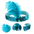 thumbnail image 3 of Unique Bargains Christmas 1 Pc Feathers Faux Diamond Headbands for Women Lake Blue, 3 of 6