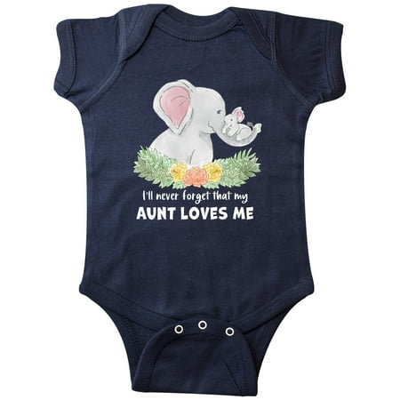 

Inktastic I ll Never Forget That my Aunt Loves Me Cute Elephants Gift Baby Boy or Baby Girl Bodysuit