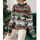 thumbnail image 5 of Suéter de cuello redondo suelto de cinco colores con tema navideño jacquard de manga larga para mujer, 5 of 5